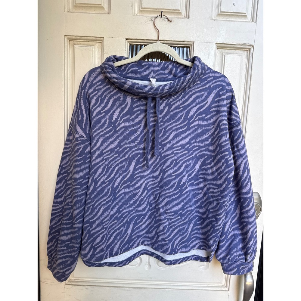 Daily Practice Anthropologie Purple Zebra Ikat Cowl Neck Sweatshirt Size Small